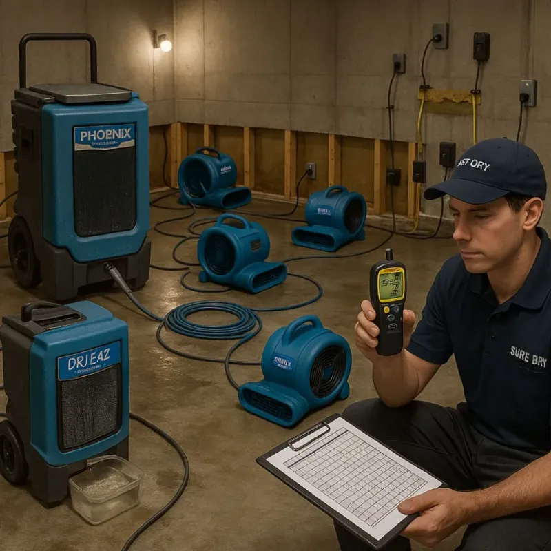 Structural Drying and Dehumidification process in Johnson, VT